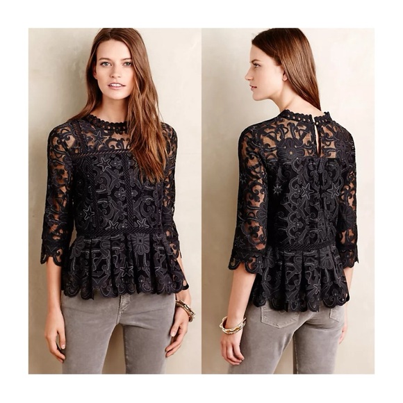 Anthropologie HD In Paris Nautical Lace Top - Picture 1 of 9
